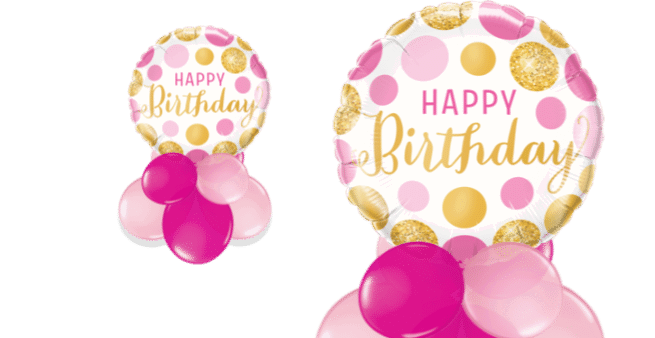 Birthday Pink and Gold Dots Balloon