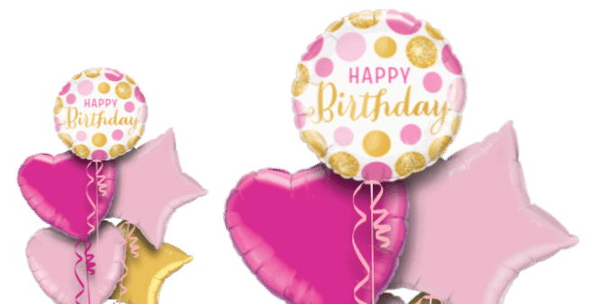 Birthday Pink and Gold Dots Balloon