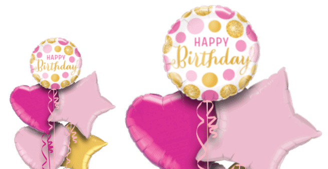 Birthday Pink and Gold Dots Balloon