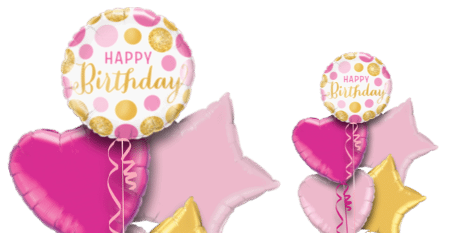 Birthday Pink and Gold Dots Balloon