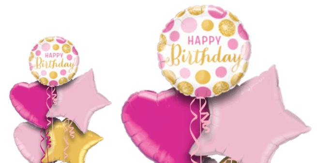 Birthday Pink and Gold Dots Balloon