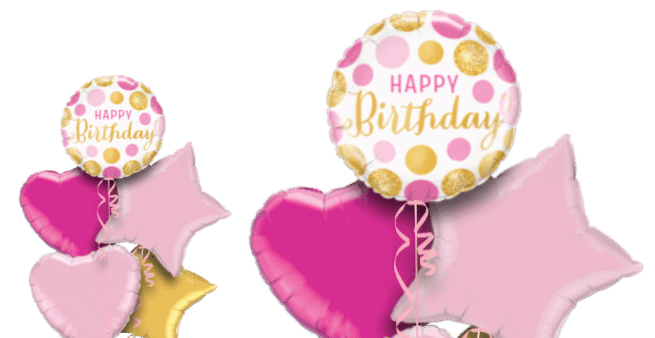 Birthday Pink and Gold Dots Balloon