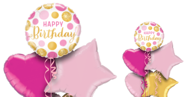 Birthday Pink and Gold Dots Balloon