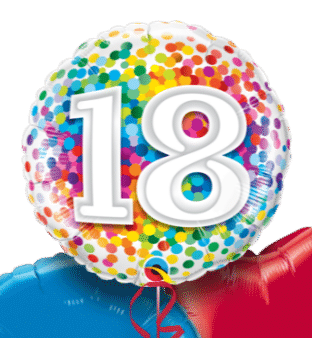 18th Rainbow Confetti Balloon