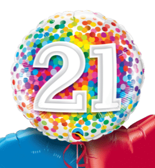 21st Rainbow Confetti Balloon