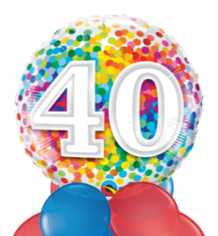 40th Rainbow Confetti Balloon