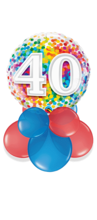 40th Rainbow Confetti Balloon