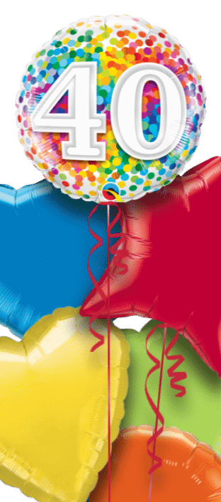 40th Rainbow Confetti Balloon