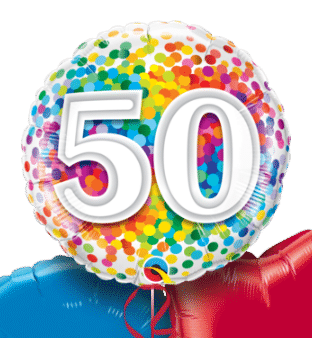 50th Rainbow Confetti Balloon
