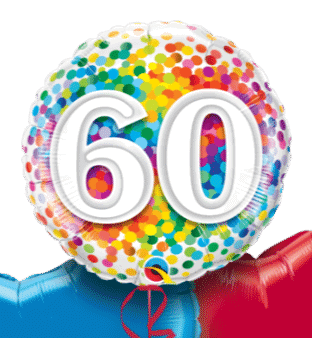60th Rainbow Confetti Balloon