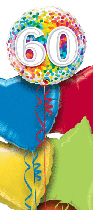 60th Rainbow Confetti Balloon