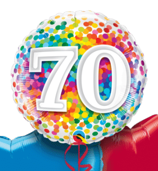 70th Rainbow Confetti Balloon