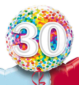 30th Rainbow Confetti Balloon