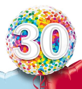 30th Rainbow Confetti Balloon