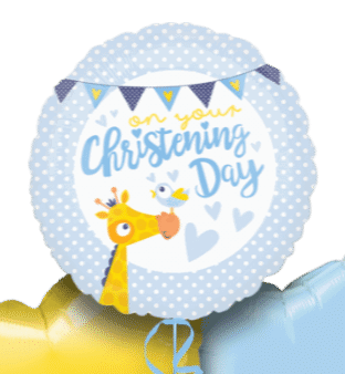Boy Christening Giraffe Balloon