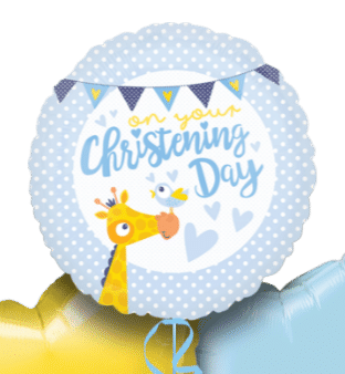 Boy Christening Giraffe Balloon