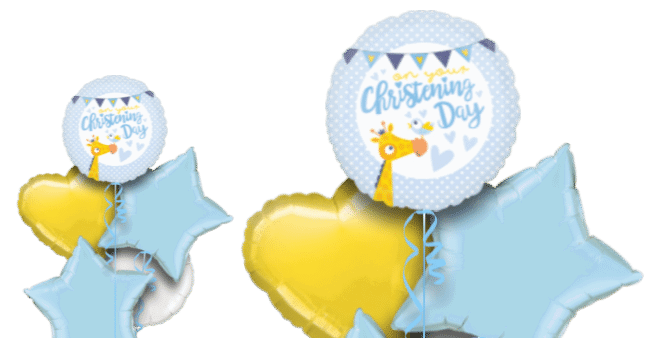 Boy Christening Giraffe Balloon