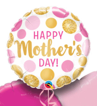 Happy Mothers Day Pink and Gold Dots Balloon
