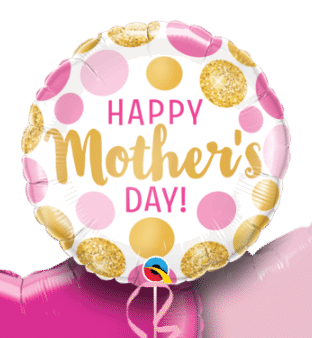 Happy Mothers Day Pink and Gold Dots Balloon
