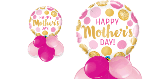 Happy Mothers Day Pink and Gold Dots Balloon