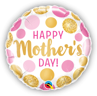 Happy Mothers Day Pink and Gold Dots Balloon