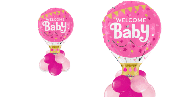 Welcome Baby Girl Hot Air Balloon Balloon