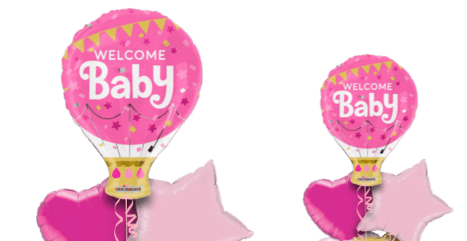 Welcome Baby Girl Hot Air Balloon Balloon