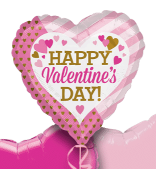 Happy Valentines Pink and Gold Hearts Balloon