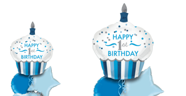 Blue 1st Birthday Giant Cupcake Balloon