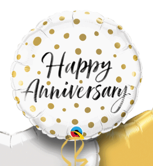 Happy Anniversary Gold Dots Balloon