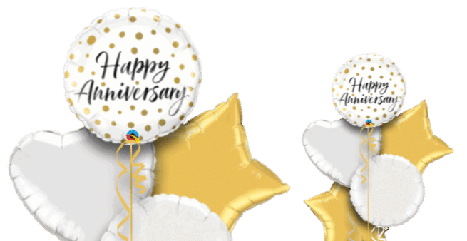 Happy Anniversary Gold Dots Balloon