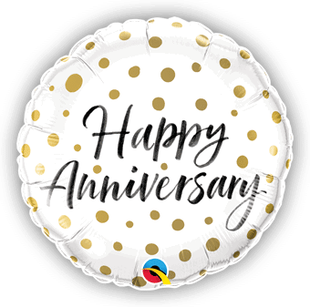 Happy Anniversary Gold Dots Balloon
