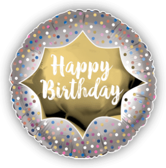 Happy Birthday Satin Gold Burst
