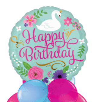 Happy Birthday Floral Swan Balloon