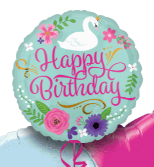 Happy Birthday Floral Swan Balloon