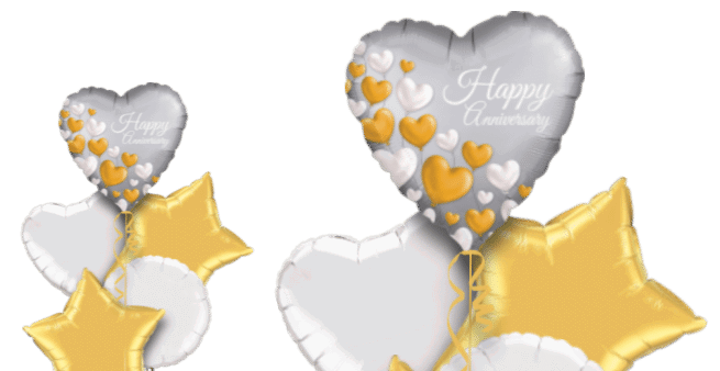 Anniversary Platinum Hearts Balloon
