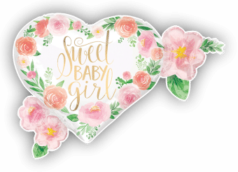 Sweet Baby Girl Floral Heart