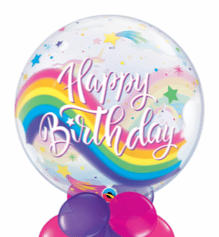 Birthday Rainbow Unicorns Bubble Balloon