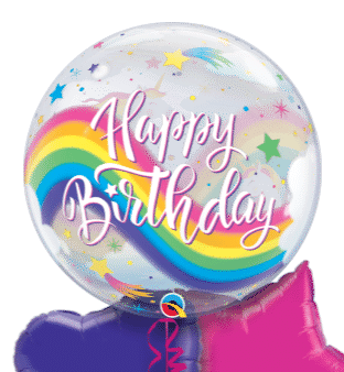 Birthday Rainbow Unicorns Bubble Balloon