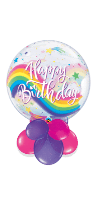 Birthday Rainbow Unicorns Bubble Balloon