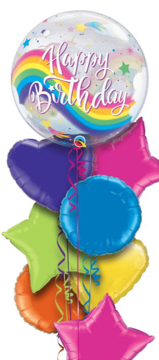 Birthday Rainbow Unicorns Bubble Balloon