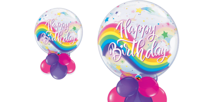 Birthday Rainbow Unicorns Bubble Balloon