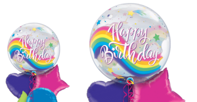 Birthday Rainbow Unicorns Bubble Balloon