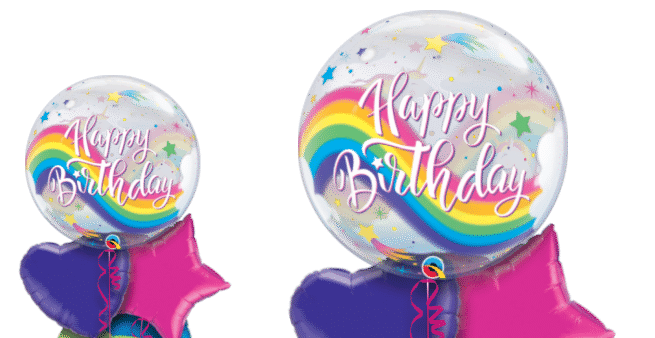 Birthday Rainbow Unicorns Bubble Balloon
