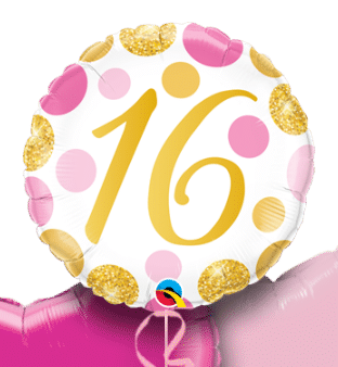 16 Pink and Gold Dots Balloon