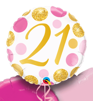 21 Pink and Gold Dots Balloon