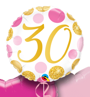 30 Pink and Gold Dots Balloon