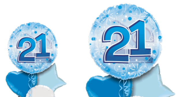 Jumbo Blue Streamers 21st Birthday Balloon