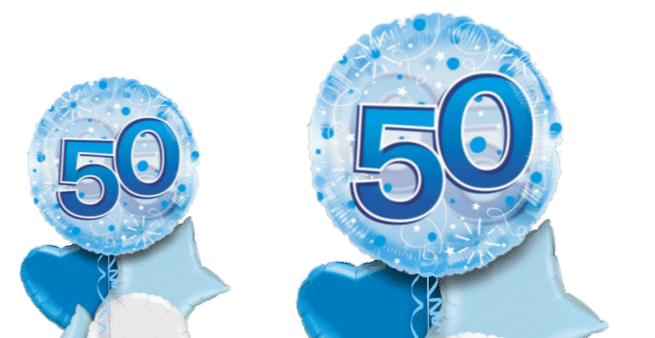Jumbo Blue Streamers 50th Birthday Balloon