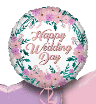 Happy Wedding Day Floral Balloon